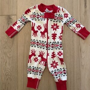 Hanna Andersson Red and White Reindeer Kids Footie